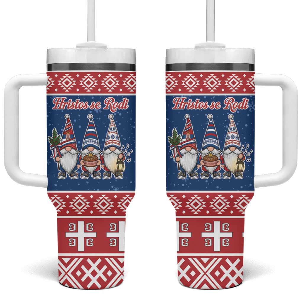 Serbia Christmas Tumbler With Handle Hristos Se Rodi Gnome - Wonder Print Shop