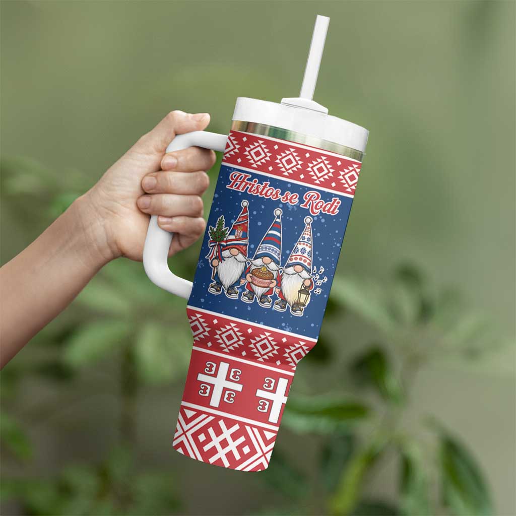 Serbia Christmas Tumbler With Handle Hristos Se Rodi Gnome - Wonder Print Shop
