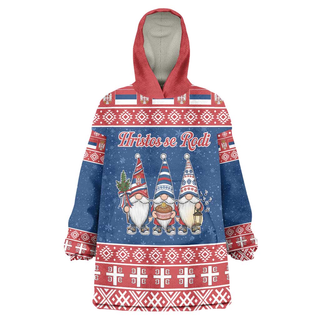 Serbia Christmas Wearable Blanket Hoodie Hristos Se Rodi Gnome - Wonder Print Shop