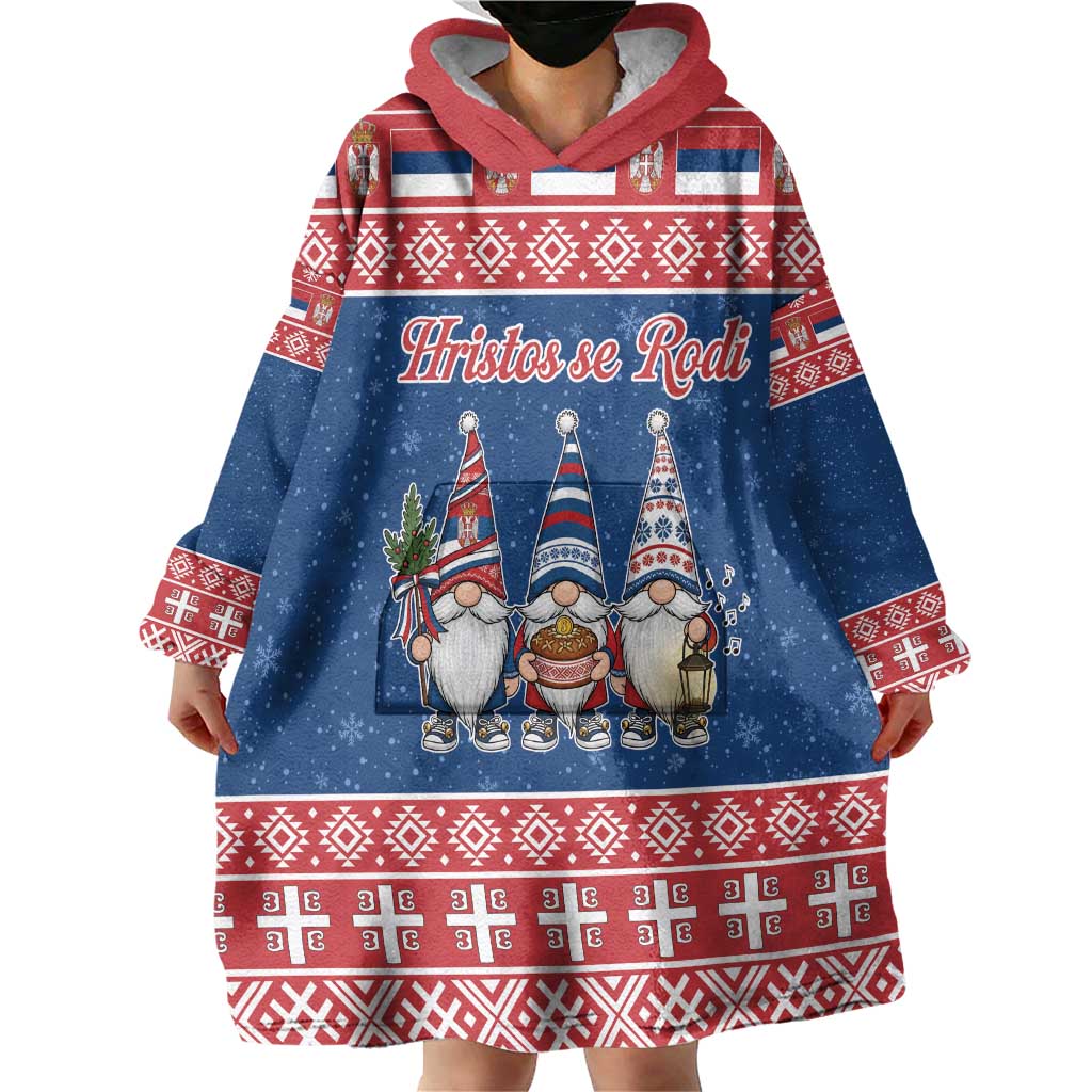 Serbia Christmas Wearable Blanket Hoodie Hristos Se Rodi Gnome - Wonder Print Shop