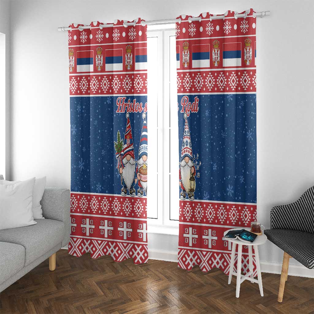 Serbia Christmas Window Curtain Hristos Se Rodi Gnome - Wonder Print Shop