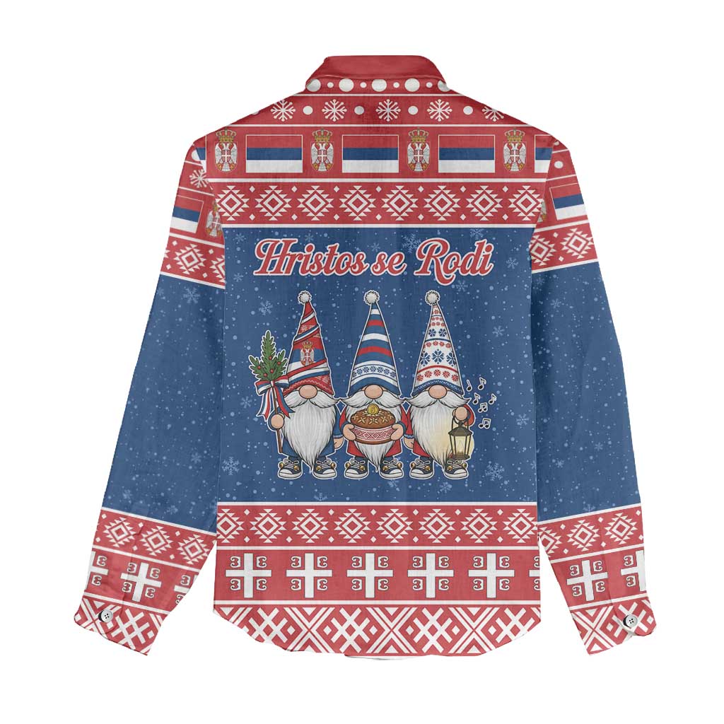 Serbia Christmas Women Casual Shirt Hristos Se Rodi Gnome - Wonder Print Shop