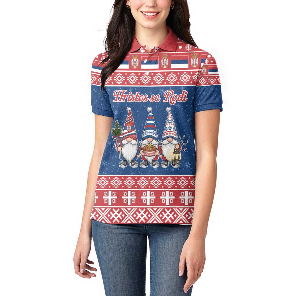 Serbia Christmas Women Polo Shirt Hristos Se Rodi Gnome - Wonder Print Shop