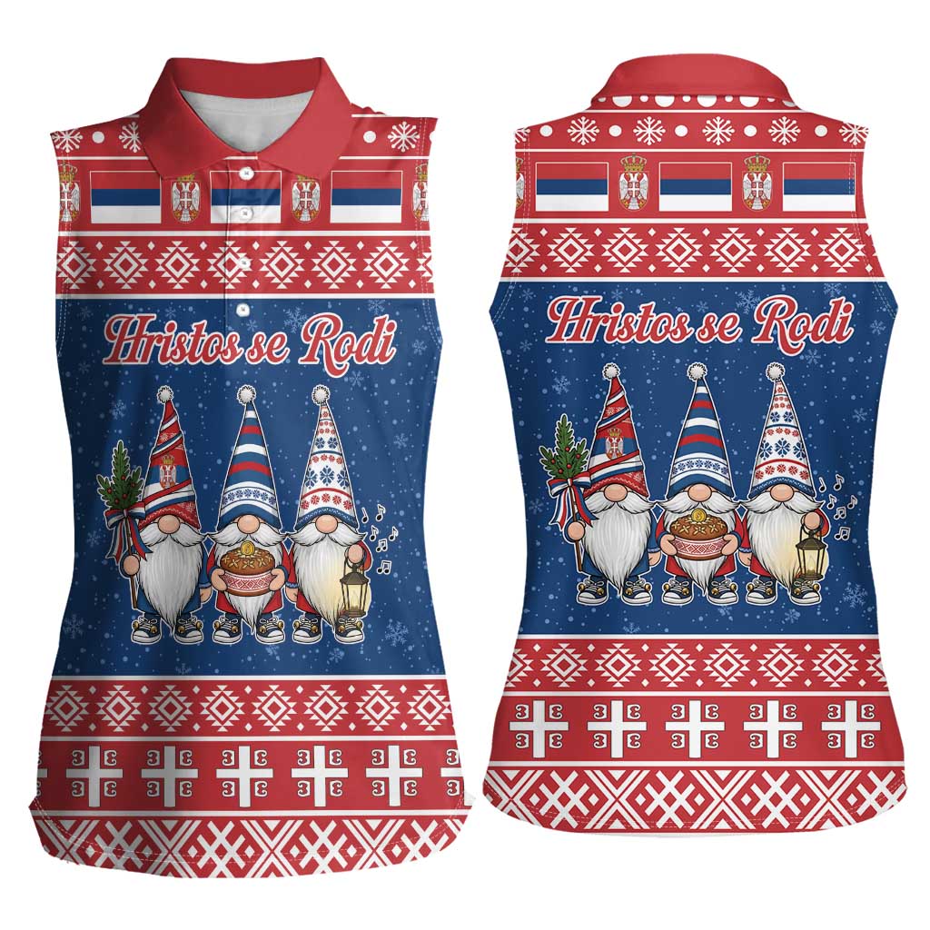 Serbia Christmas Women Sleeveless Polo Shirt Hristos Se Rodi Gnome - Wonder Print Shop