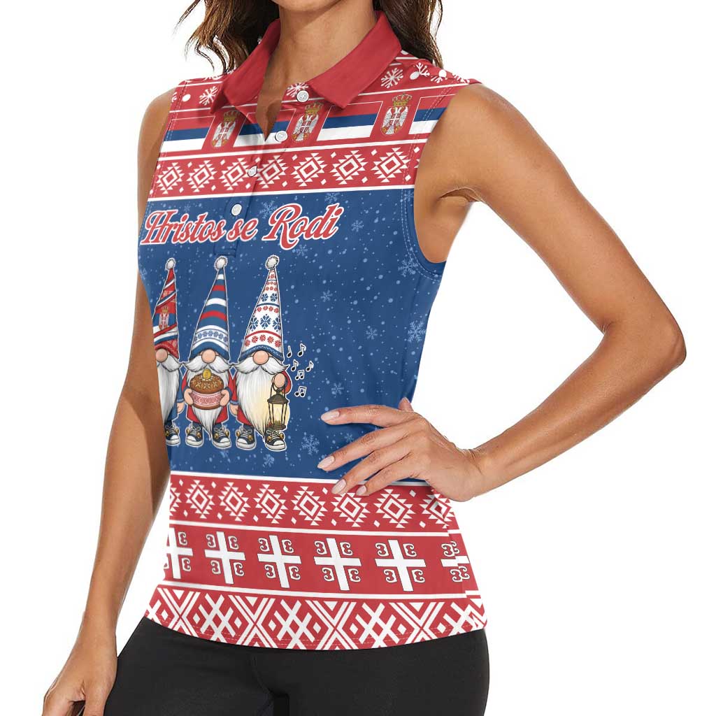 Serbia Christmas Women Sleeveless Polo Shirt Hristos Se Rodi Gnome - Wonder Print Shop