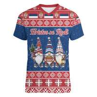 Serbia Christmas Women V-Neck T-Shirt Hristos Se Rodi Gnome - Wonder Print Shop