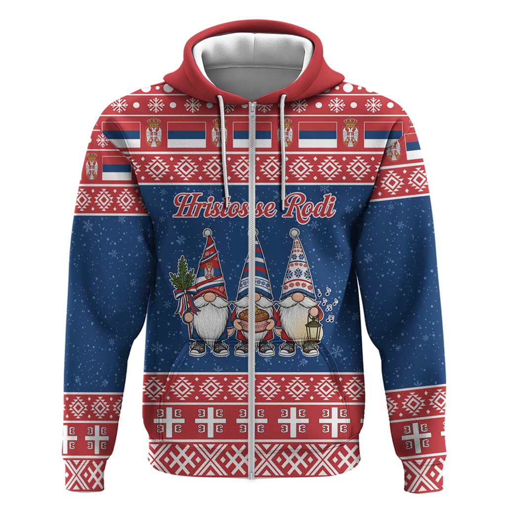 Serbia Christmas Zip Hoodie Hristos Se Rodi Gnome - Wonder Print Shop