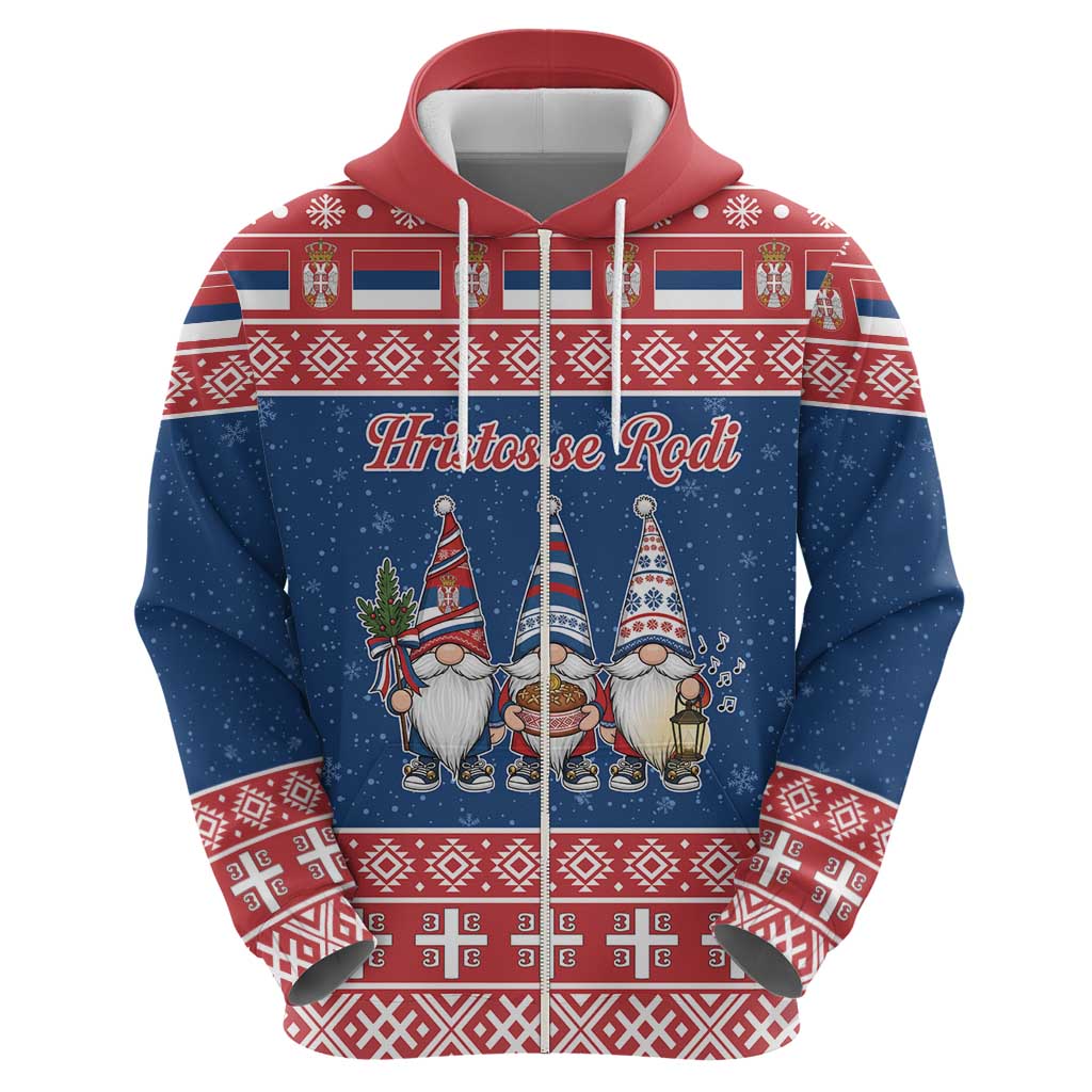 Serbia Christmas Zip Hoodie Hristos Se Rodi Gnome - Wonder Print Shop