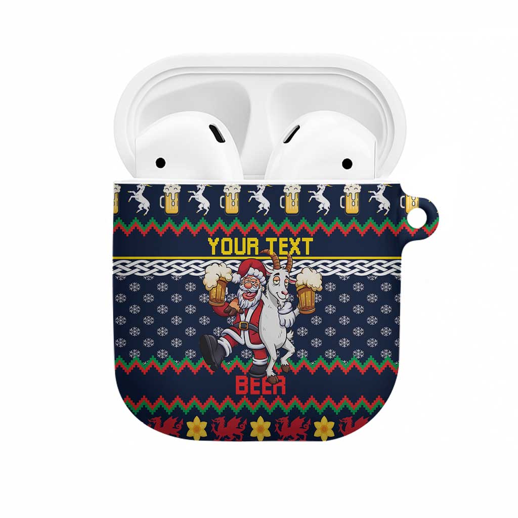 Personalized Merionethshire Wales Christmas AirPods Case Beer and Goat Santa Design - Wonder Print Shop