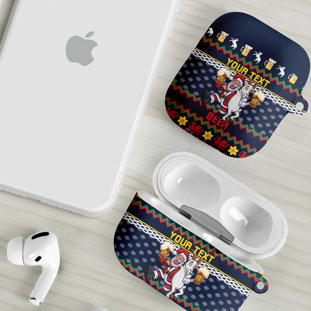 Personalized Merionethshire Wales Christmas AirPods Case Beer and Goat Santa Design - Wonder Print Shop
