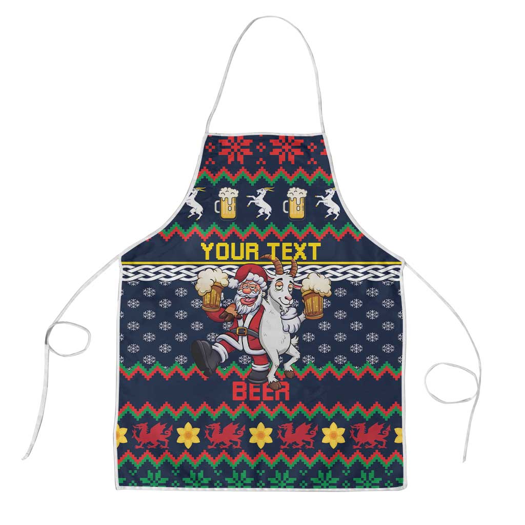 Personalized Merionethshire Wales Christmas Apron Beer and Goat Santa Design - Wonder Print Shop