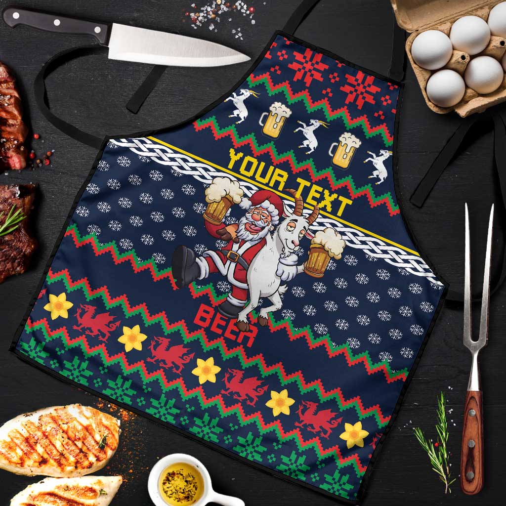 Personalized Merionethshire Wales Christmas Apron Beer and Goat Santa Design - Wonder Print Shop