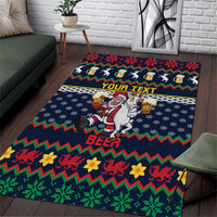 Personalized Merionethshire Wales Christmas Area Rug Beer and Goat Santa Design - Wonder Print Shop