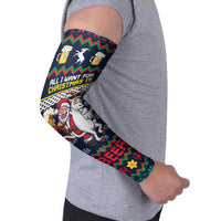 Personalized Merionethshire Wales Christmas Arm Sleeves Beer and Goat Santa Design - Wonder Print Shop
