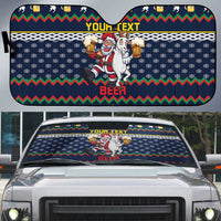 Personalized Merionethshire Wales Christmas Auto Sun Shade Beer and Goat Santa Design - Wonder Print Shop