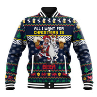Personalized Merionethshire Wales Christmas Baseball Jacket Beer and Goat Santa Design - Wonder Print Shop