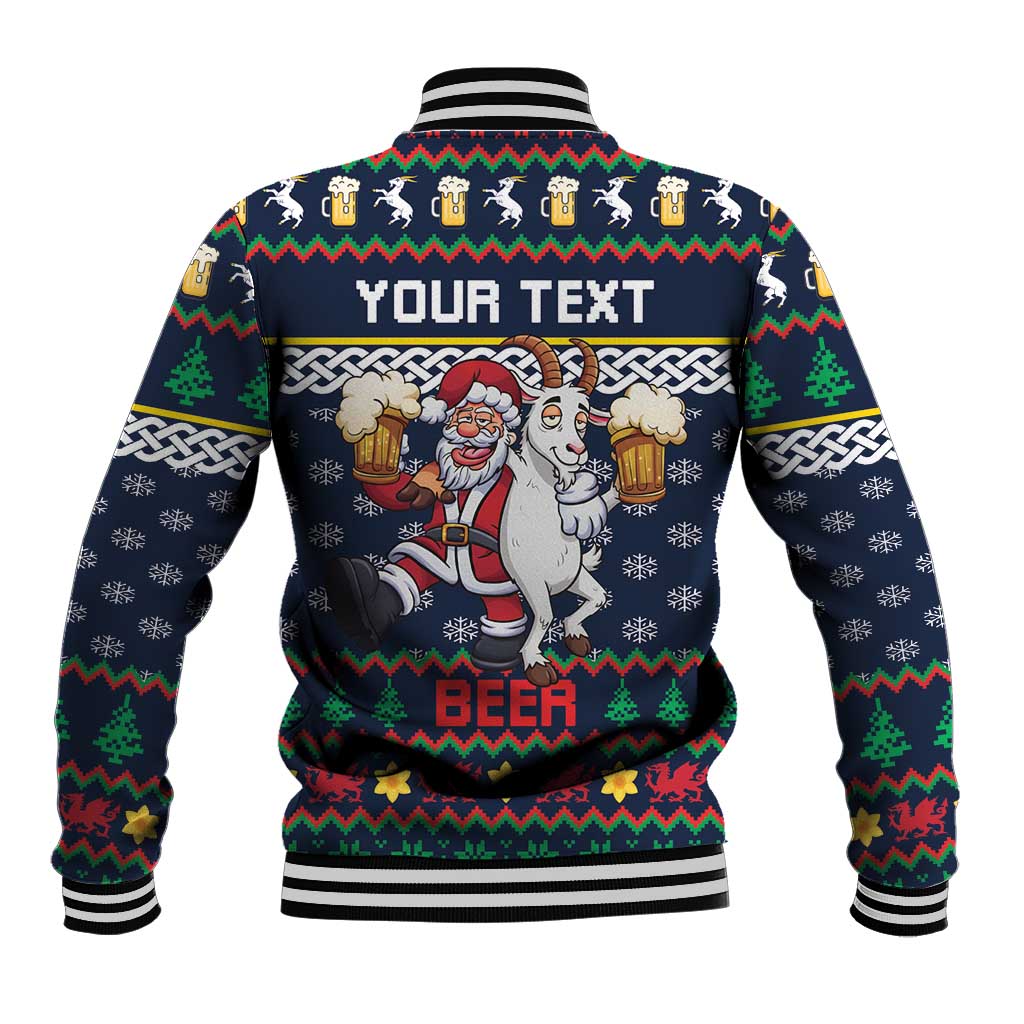 Personalized Merionethshire Wales Christmas Baseball Jacket Beer and Goat Santa Design - Wonder Print Shop