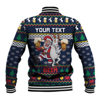 Personalized Merionethshire Wales Christmas Baseball Jacket Beer and Goat Santa Design - Wonder Print Shop