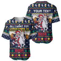 Personalized Merionethshire Wales Christmas Baseball Jersey Beer and Goat Santa Design - Wonder Print Shop
