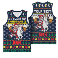 Personalized Merionethshire Wales Christmas Basketball Jersey Beer and Goat Santa Design - Wonder Print Shop