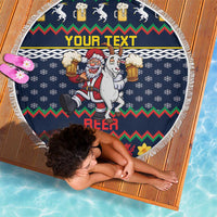 Personalized Merionethshire Wales Christmas Beach Blanket Beer and Goat Santa Design - Wonder Print Shop