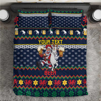 Personalized Merionethshire Wales Christmas Bedding Set Beer and Goat Santa Design - Wonder Print Shop