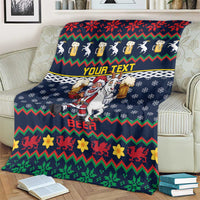 Personalized Merionethshire Wales Christmas Blanket Beer and Goat Santa Design - Wonder Print Shop
