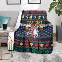 Personalized Merionethshire Wales Christmas Blanket Beer and Goat Santa Design - Wonder Print Shop