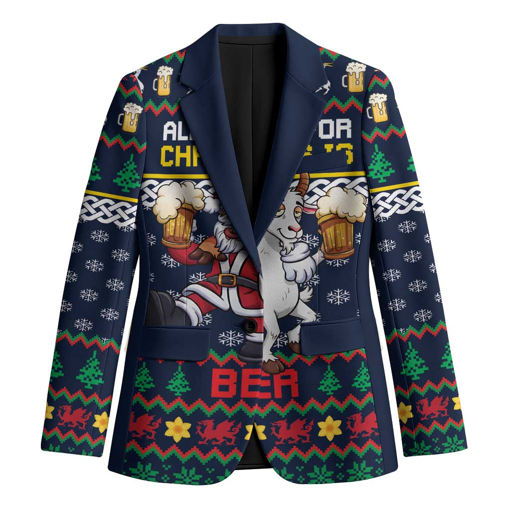 Personalized Merionethshire Wales Christmas Blazer Beer and Goat Santa Design - Wonder Print Shop