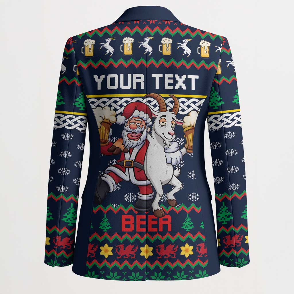 Personalized Merionethshire Wales Christmas Blazer Beer and Goat Santa Design - Wonder Print Shop