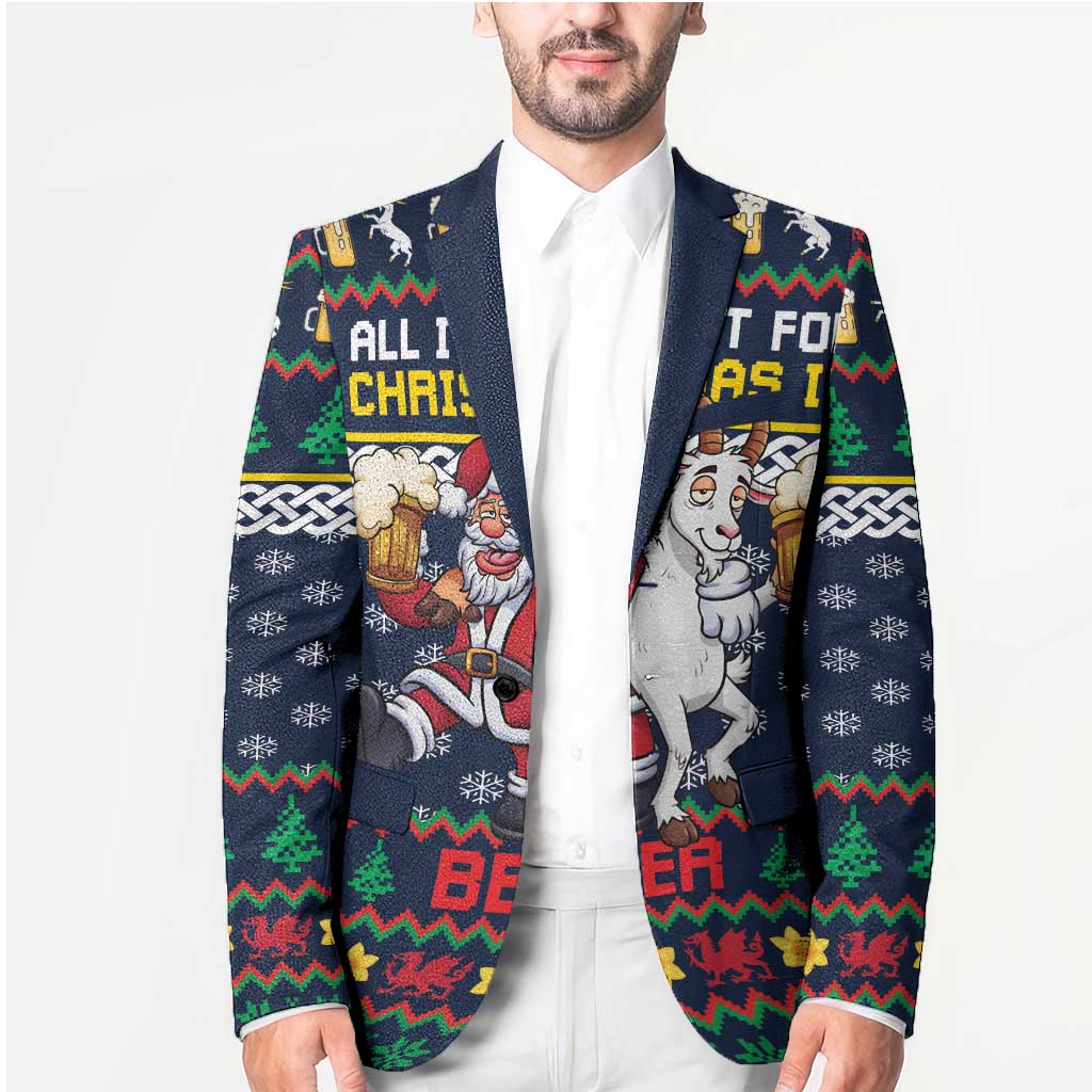 Personalized Merionethshire Wales Christmas Blazer Beer and Goat Santa Design - Wonder Print Shop