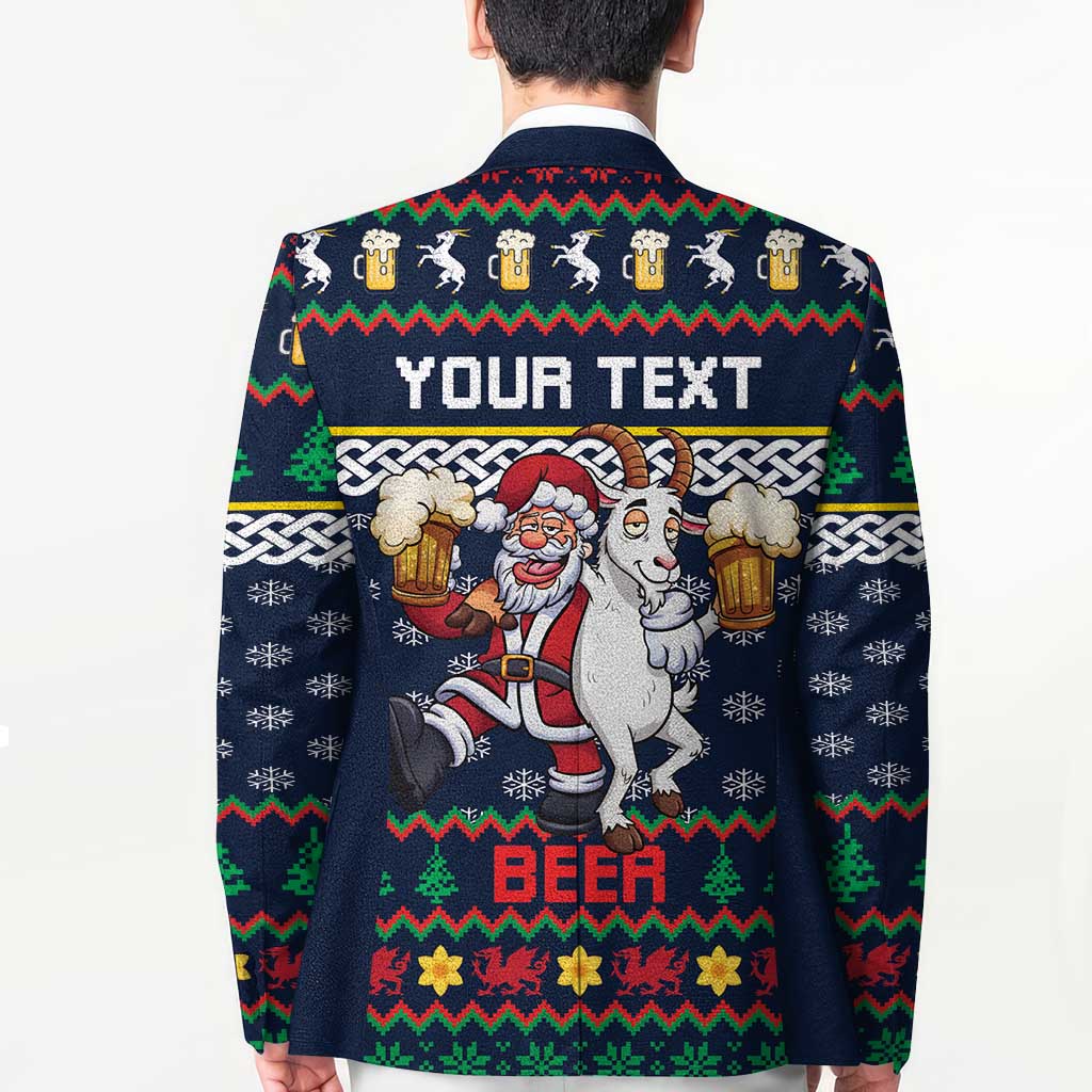 Personalized Merionethshire Wales Christmas Blazer Beer and Goat Santa Design - Wonder Print Shop
