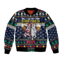 Personalized Merionethshire Wales Christmas Bomber Jacket Beer and Goat Santa Design - Wonder Print Shop
