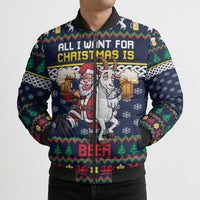 Personalized Merionethshire Wales Christmas Bomber Puffer Jacket Beer and Goat Santa Design - Wonder Print Shop