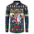 Personalized Merionethshire Wales Christmas Button Sweatshirt Beer and Goat Santa Design - Wonder Print Shop