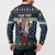 Personalized Merionethshire Wales Christmas Button Sweatshirt Beer and Goat Santa Design - Wonder Print Shop
