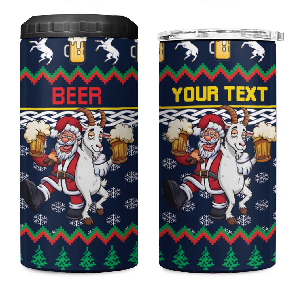 Personalized Merionethshire Wales Christmas 4 in 1 Can Cooler Tumbler Beer and Goat Santa Design - Wonder Print Shop