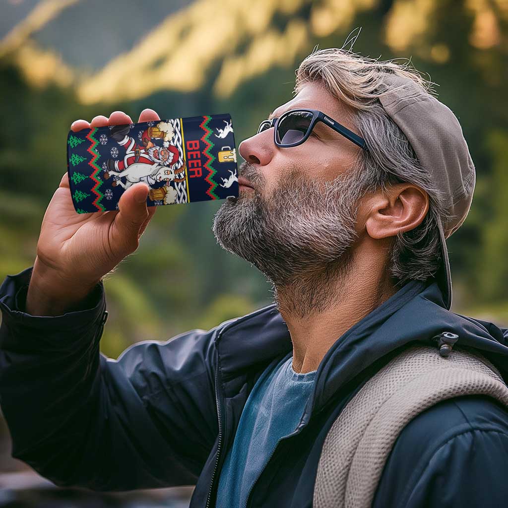 Personalized Merionethshire Wales Christmas 4 in 1 Can Cooler Tumbler Beer and Goat Santa Design - Wonder Print Shop