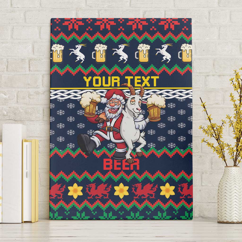 Personalized Merionethshire Wales Christmas Canvas Wall Art Beer and Goat Santa Design - Wonder Print Shop