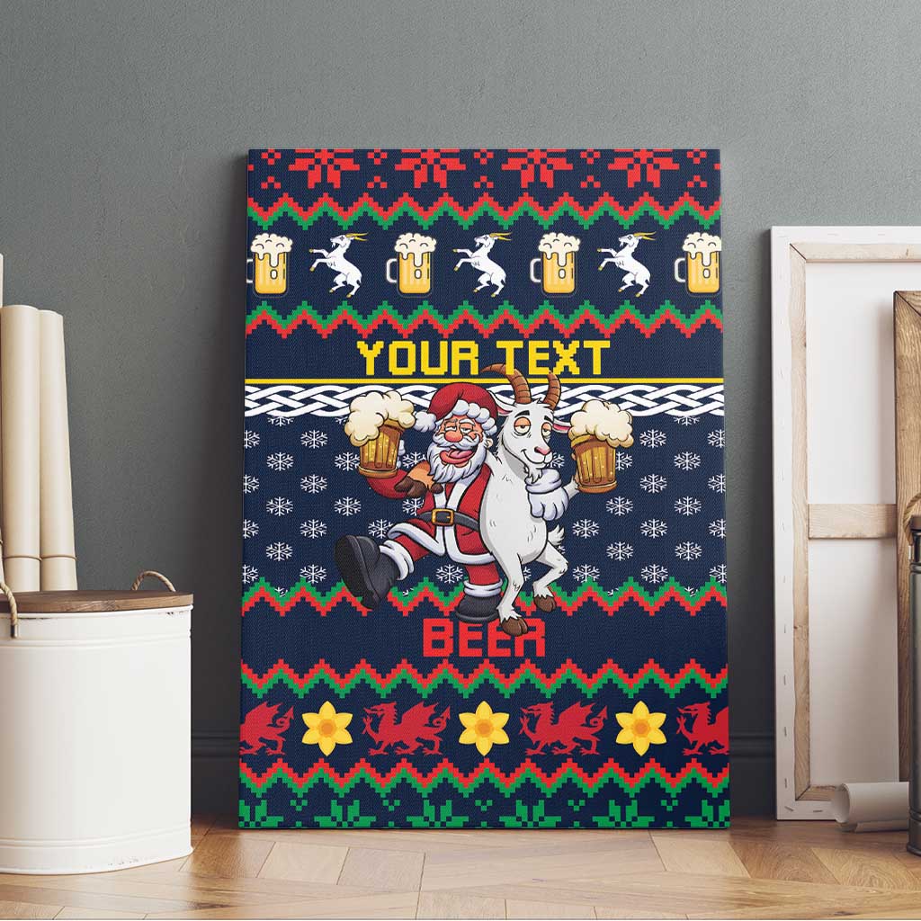 Personalized Merionethshire Wales Christmas Canvas Wall Art Beer and Goat Santa Design - Wonder Print Shop