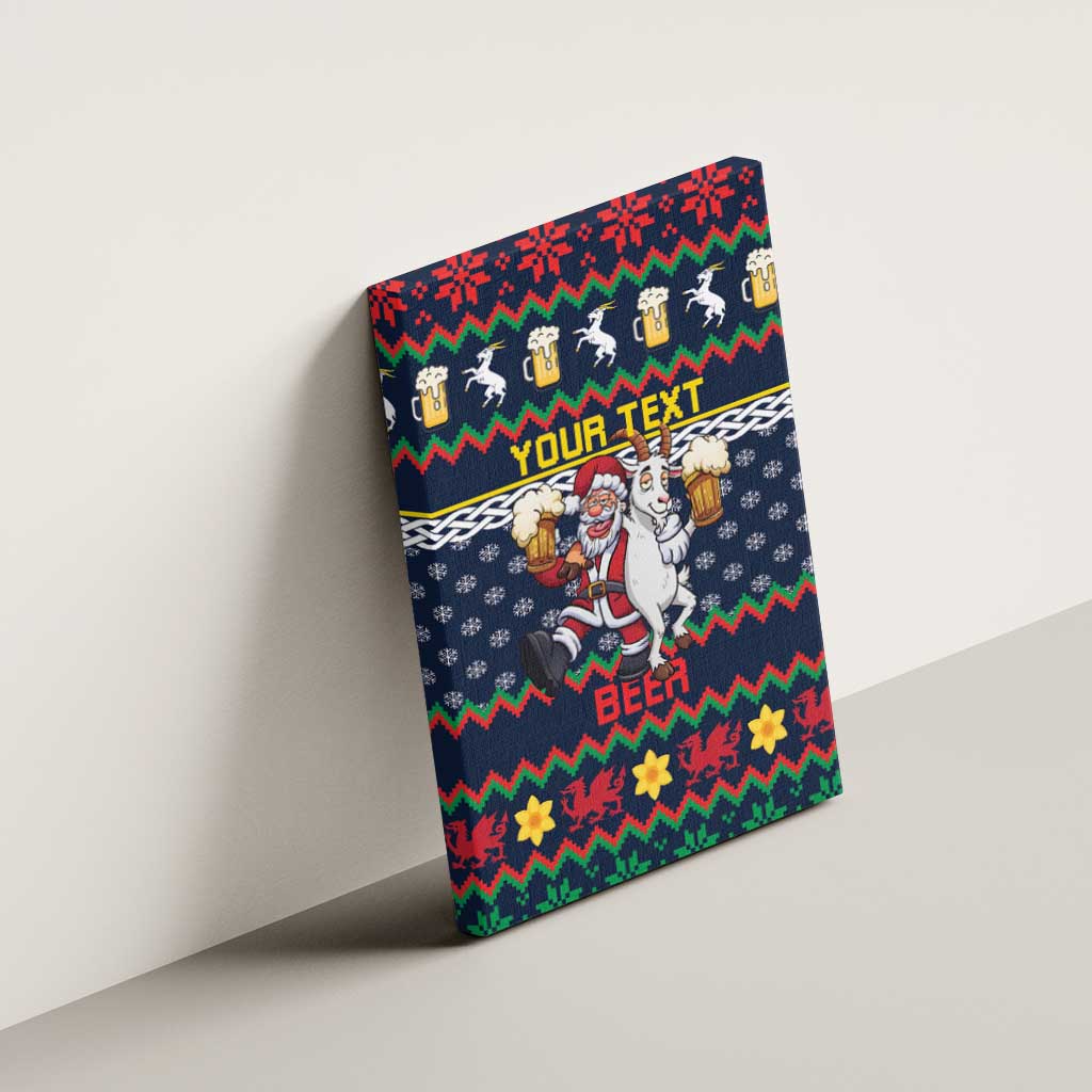 Personalized Merionethshire Wales Christmas Canvas Wall Art Beer and Goat Santa Design - Wonder Print Shop
