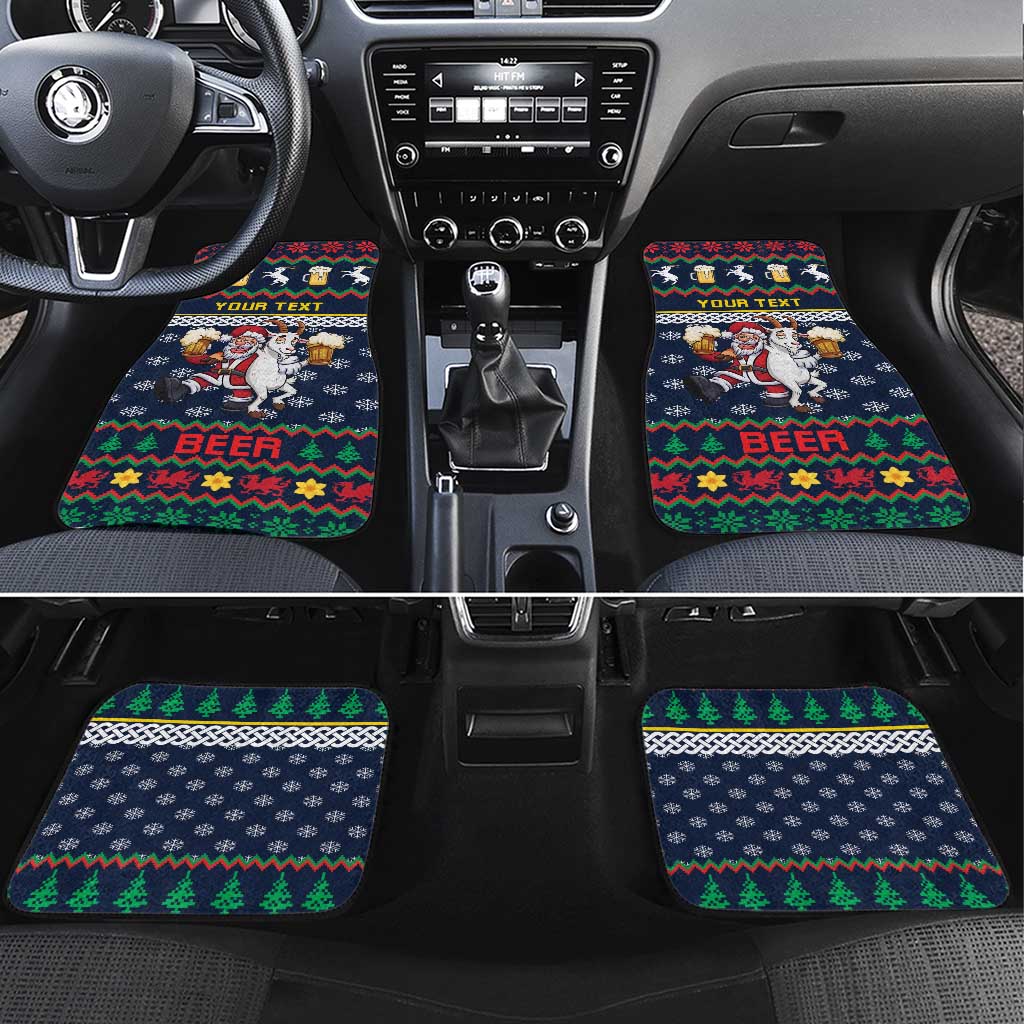 Personalized Merionethshire Wales Christmas Car Mats Beer and Goat Santa Design - Wonder Print Shop