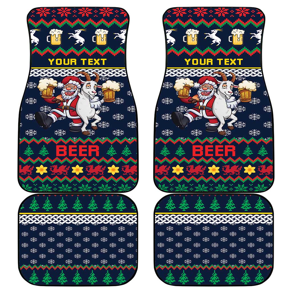 Personalized Merionethshire Wales Christmas Car Mats Beer and Goat Santa Design - Wonder Print Shop