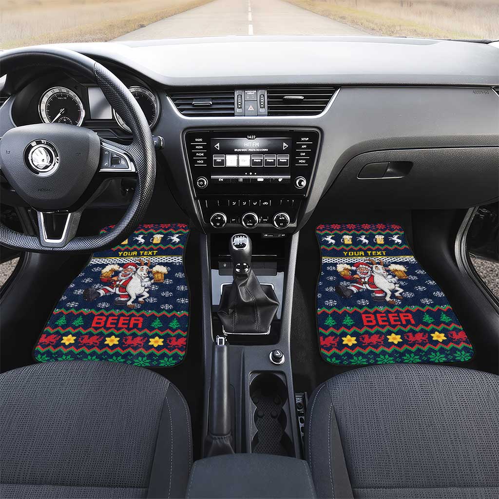 Personalized Merionethshire Wales Christmas Car Mats Beer and Goat Santa Design - Wonder Print Shop