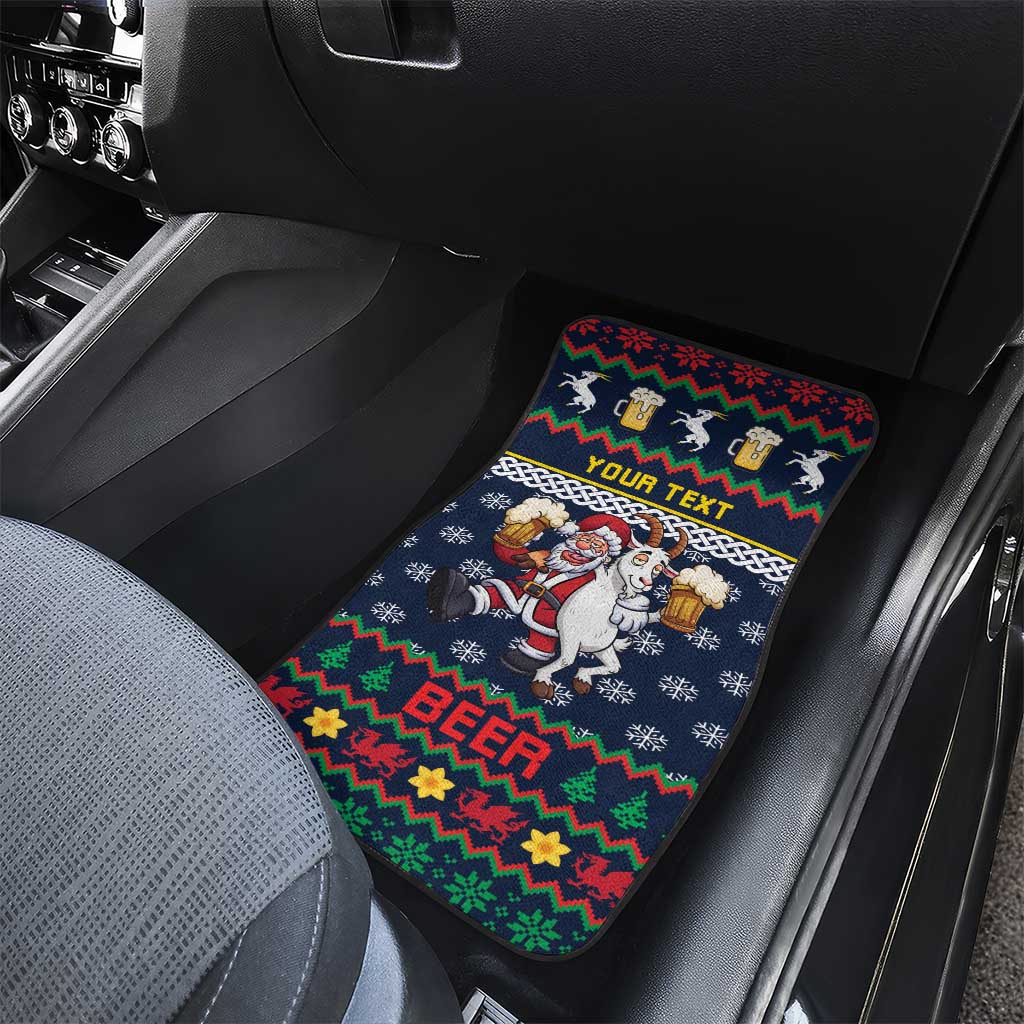 Personalized Merionethshire Wales Christmas Car Mats Beer and Goat Santa Design - Wonder Print Shop