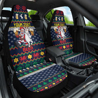Personalized Merionethshire Wales Christmas Car Seat Cover Beer and Goat Santa Design - Wonder Print Shop