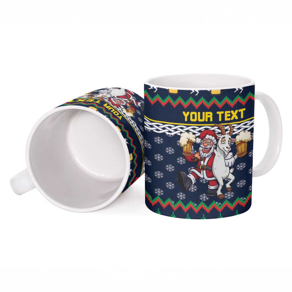 Personalized Merionethshire Wales Christmas Ceramic Mug Beer and Goat Santa Design - Wonder Print Shop