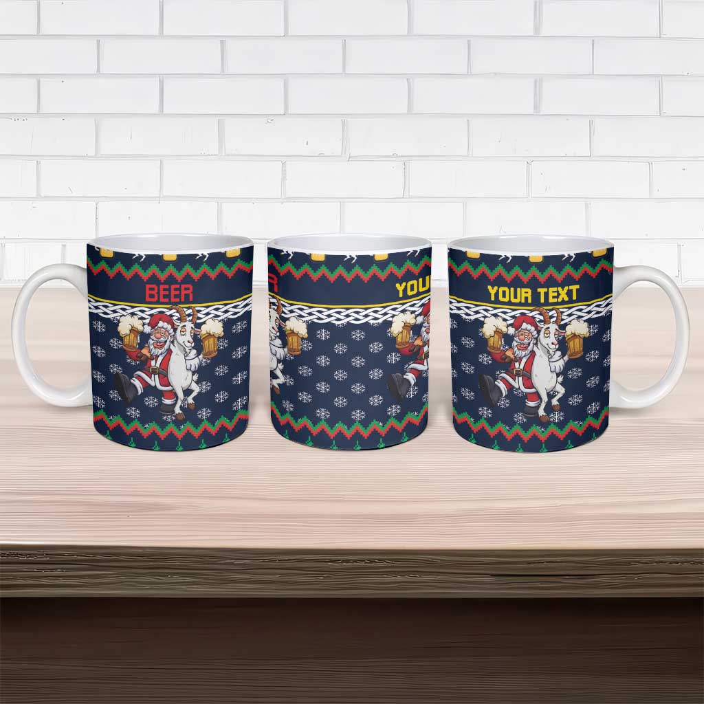 Personalized Merionethshire Wales Christmas Ceramic Mug Beer and Goat Santa Design - Wonder Print Shop