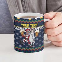 Personalized Merionethshire Wales Christmas Ceramic Mug Beer and Goat Santa Design - Wonder Print Shop