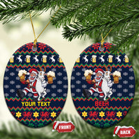 Personalized Merionethshire Wales Christmas Ceramic Ornament Beer and Goat Santa Design - Wonder Print Shop